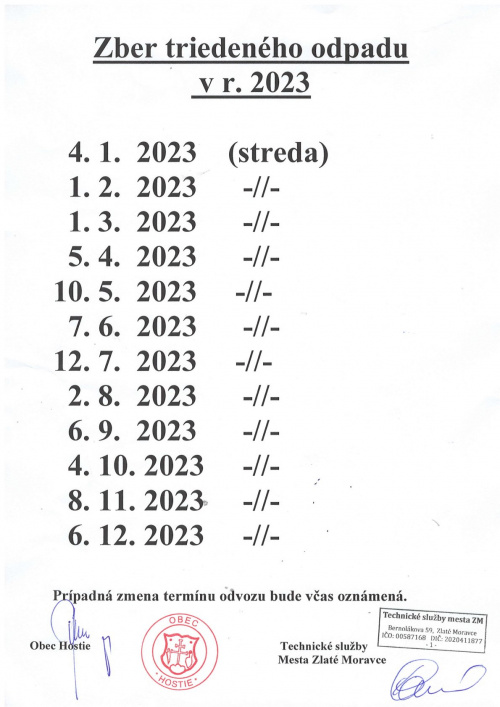 Zber tiredeného odpadu 2023