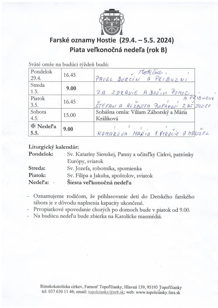 farské oznamy 