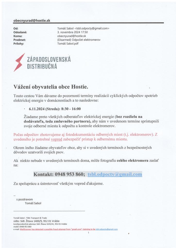 odpočet elektromerov