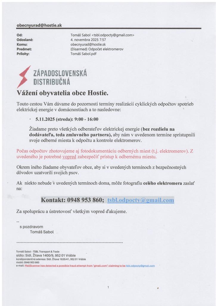 odpočet elektromerov