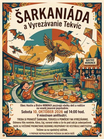 Šarkaniáda a vyrezávanie tekvíc v amfiteátri Hostie 10. októbra 2026